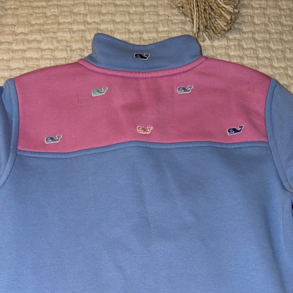 Vineyard Vines Blue and Pink Kids Quarter-Zip Sweatshirt - Picture 5 of 6